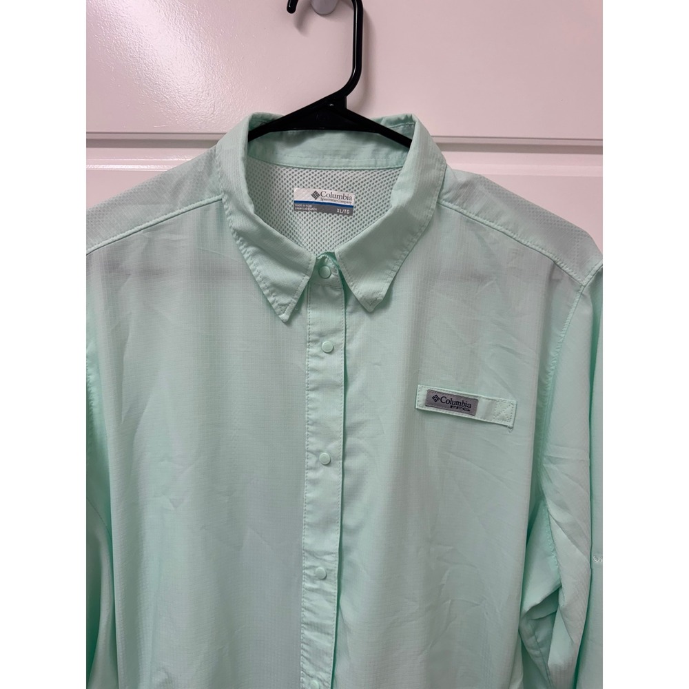Columbia PFG Mint Green Fishing Shirt Womens XL Long Sleeve Button Down Vent